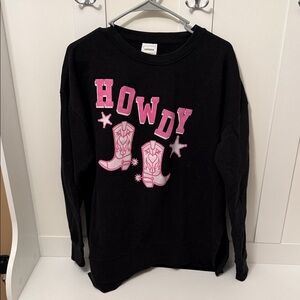 Black Sweatshirt with Pink 'Howdy' Design